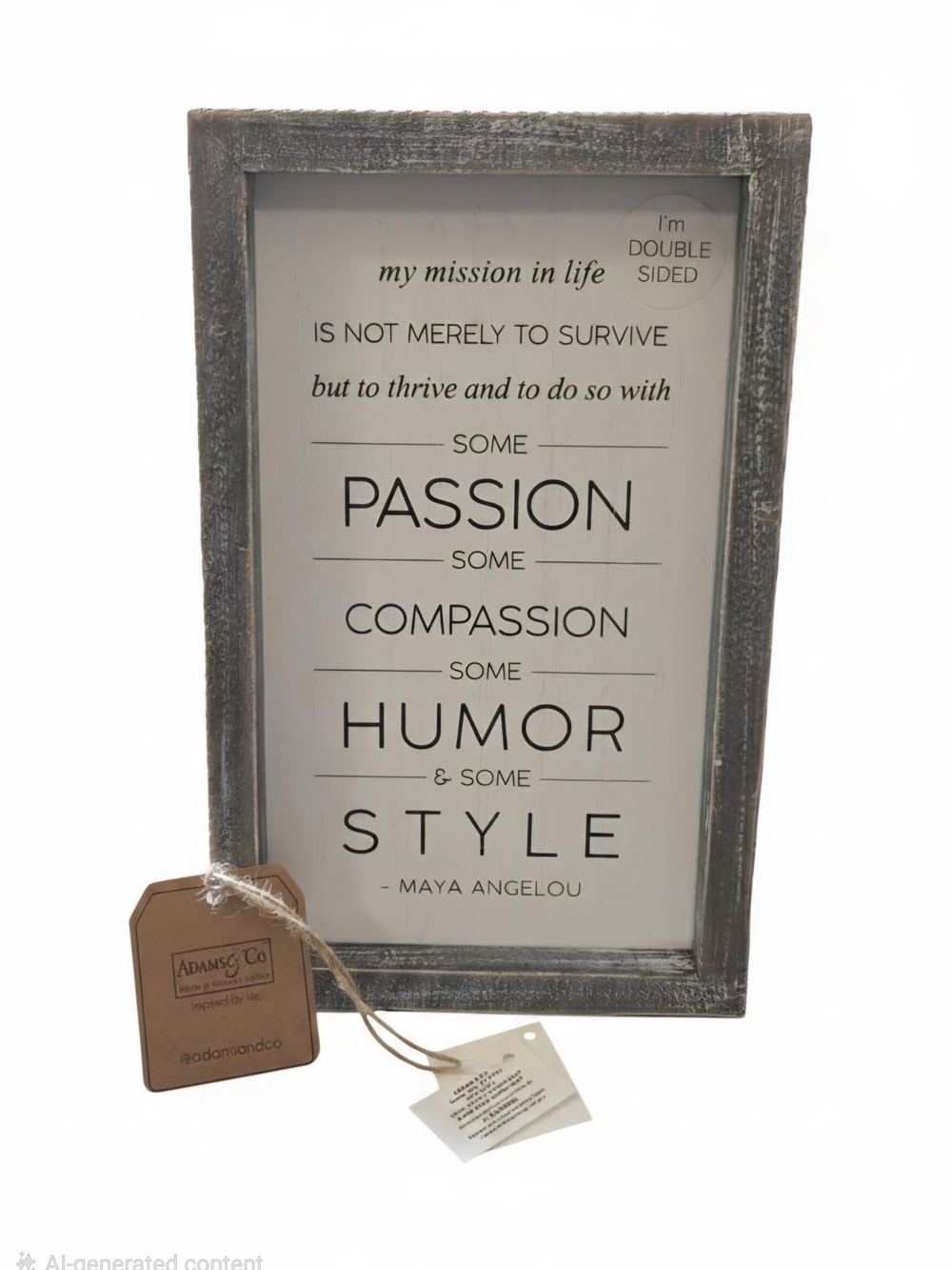 NWT Maya Angelou Quote Framed Sign in Gray & White